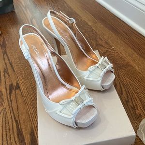 BCBG Generation Angelo White Peep Toe Sling Back